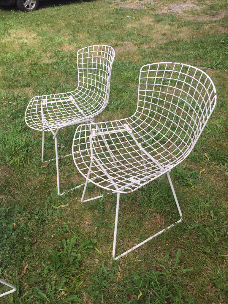 Vintage Harry Bertoia Knoll White Wire Chairs - Set of 5 - touchGOODS