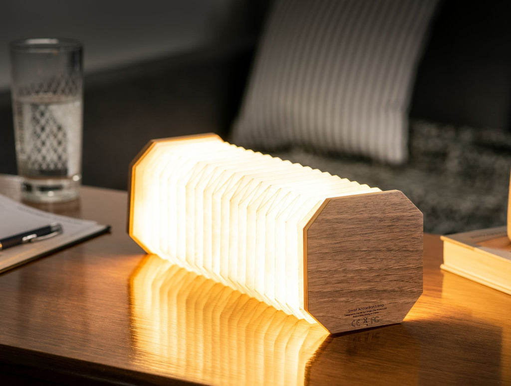 Smart Wood Accordian Lamp - touchGOODS
