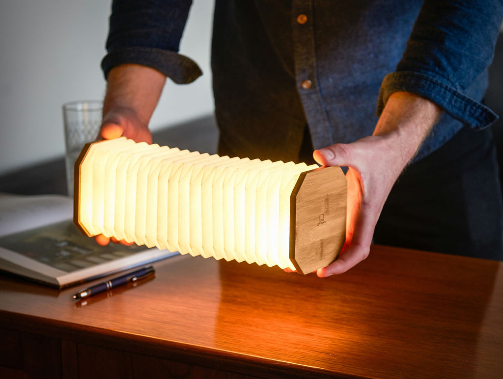 Smart Wood Accordian Lamp - touchGOODS