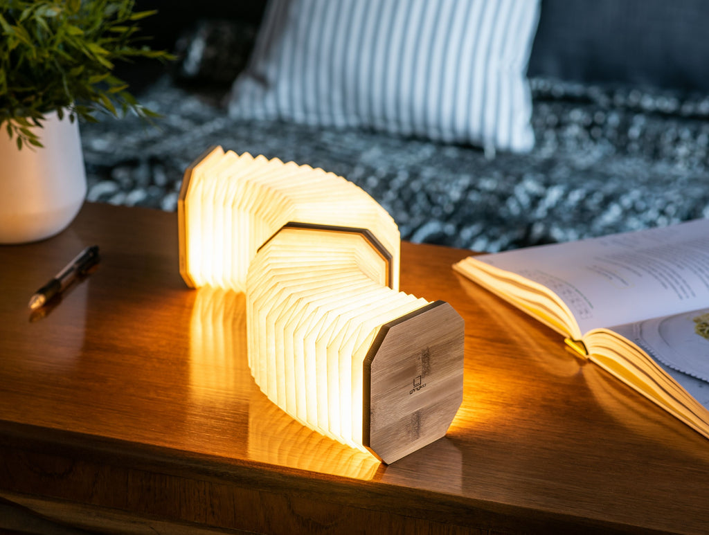 Smart Wood Accordian Lamp - touchGOODS