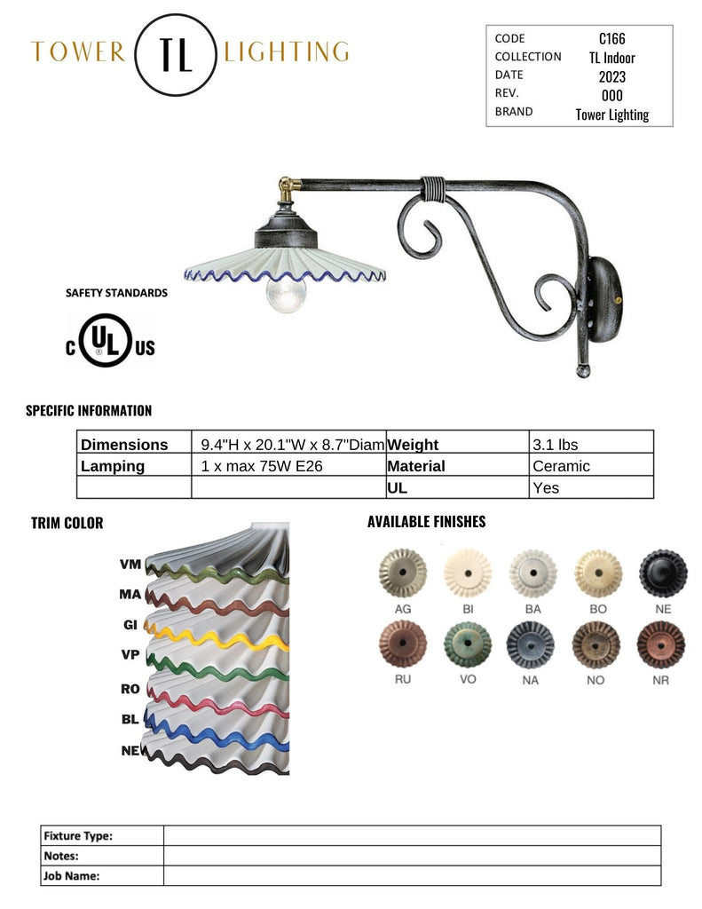 C166-C167 Classic Costine Wall Sconce Arm - touchGOODS