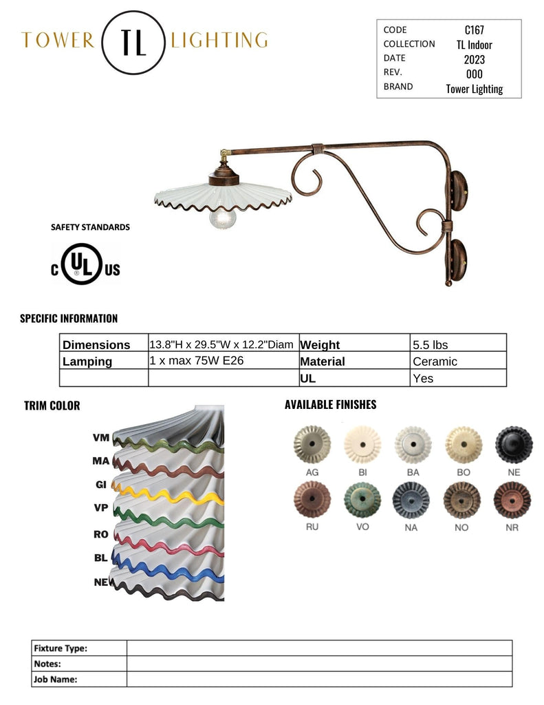 C166-C167 Classic Costine Wall Sconce Arm - touchGOODS