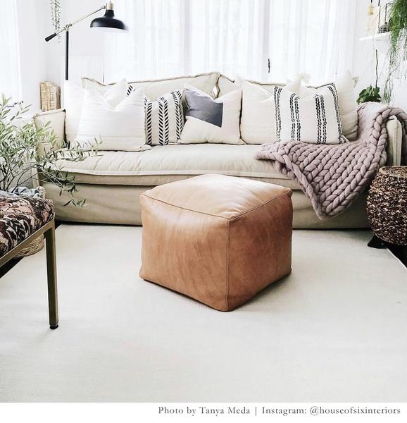 Cube Leather Pouf - touchGOODS