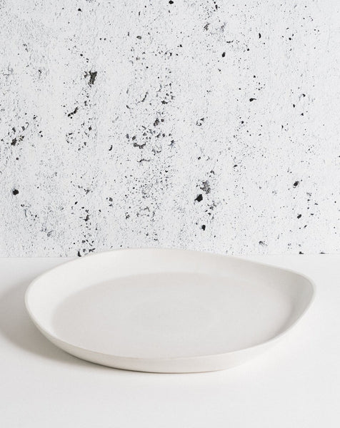 Stoneware Serving Platter | Round Dadasi - Matte White - touchGOODS