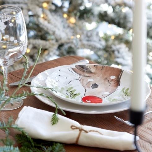 Deer Friends Set 4 Salad Plates 9", White - touchGOODS