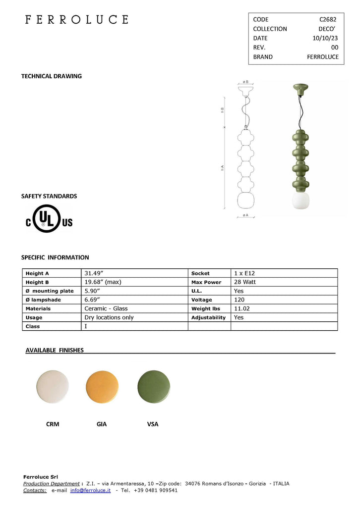 Copacabana Pendant Light C2682 - touchGOODS