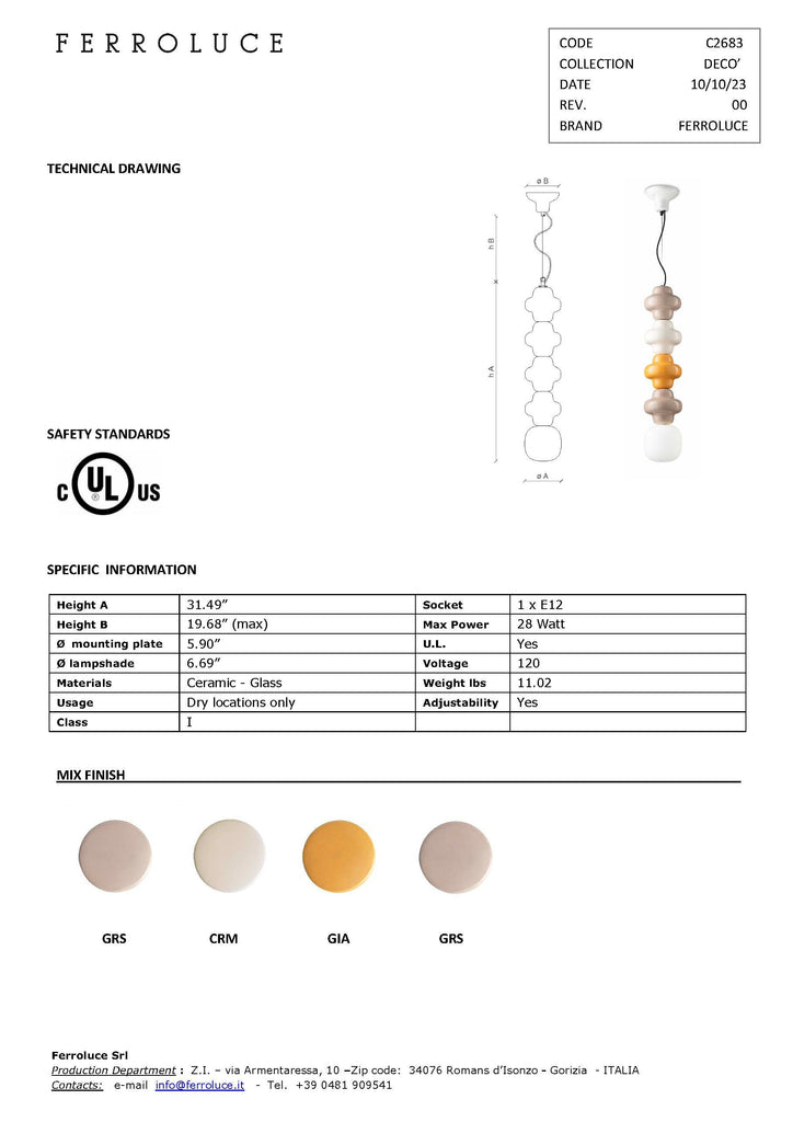 Copacabana Pendant Light C2683 - touchGOODS