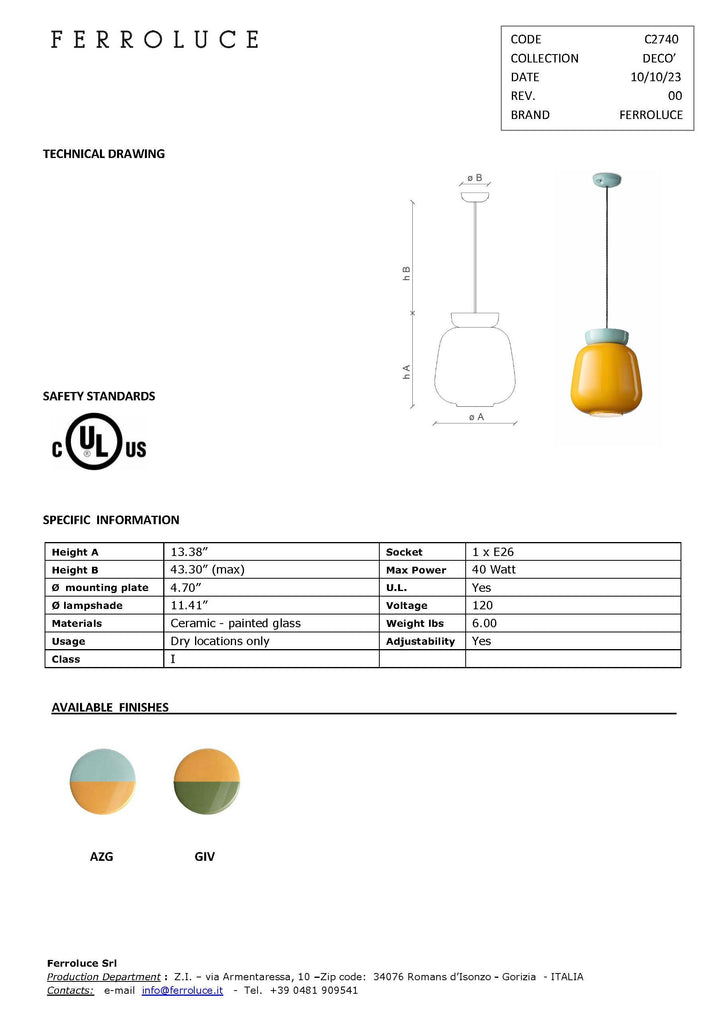 Corcovado Pendant Light C2740 - touchGOODS