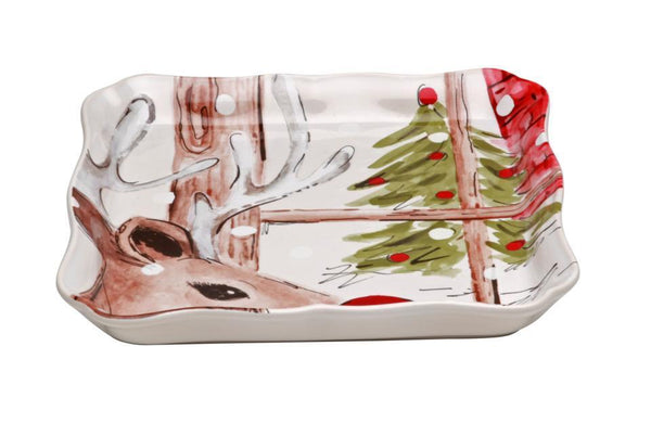 Deer Friends Sq. Tray 8", White - touchGOODS