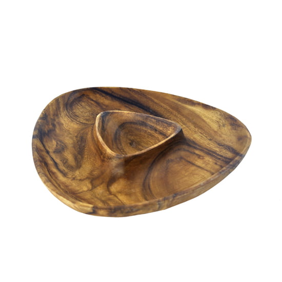Acacia Wood 3-Sided Chip and Dip Tray, 12" x 2" - touchGOODS