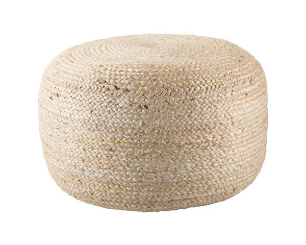 Saba Mesa Jute Pouf - Antique White - touchGOODS