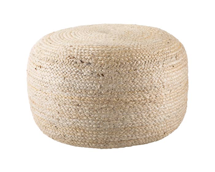 Saba Mesa Jute Pouf - Antique White - touchGOODS