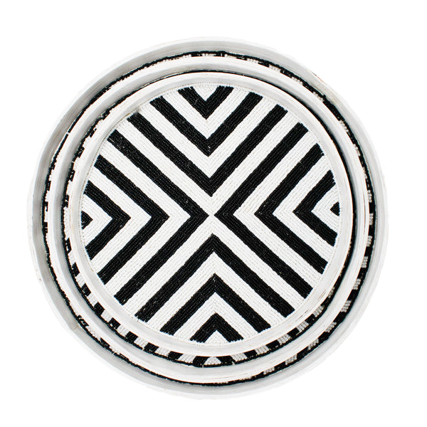 Riviera Beaded Tray Set (of 3) - Black/White - touchGOODS