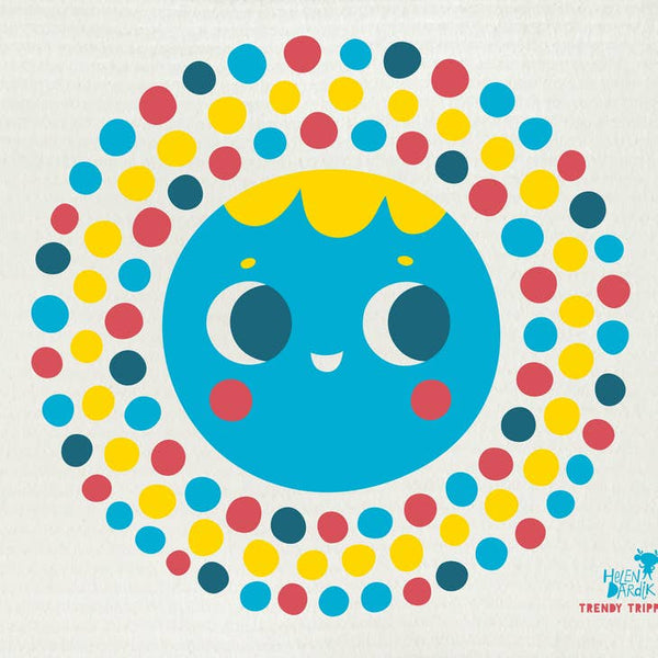 Swedish Dish Cloth Helen Dardik Fancy Moon on Natural - touchGOODS