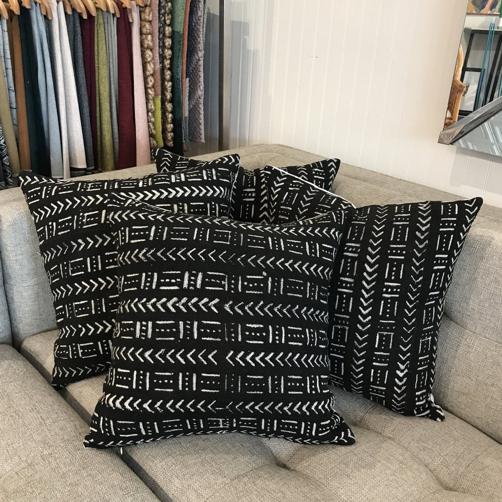 African Mudcloth Throw Pillow in Black | touchGOODS