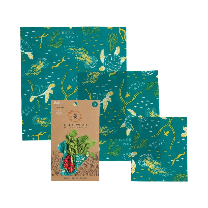 Oceans Print Food Wrap - Pack of 3 Assorted Sizes - touchGOODS