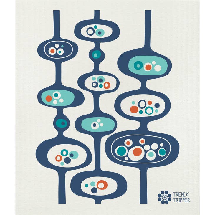 Swedish Dishcloth - MIDCENTURY MODERN PODS Navy/Orange - touchGOODS