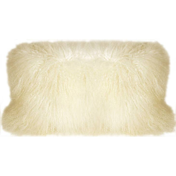 12" x 24" Natural White Mongolian Sheepskin Pillow - touchGOODS