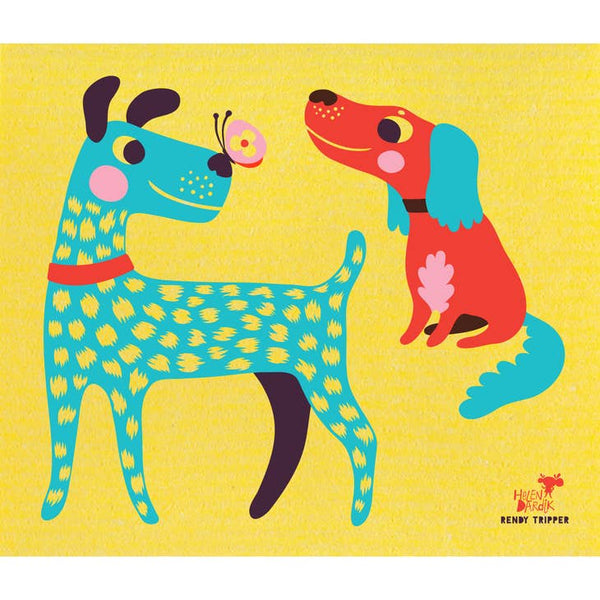Swedish Dish Cloth Helen Dardik Dogs on Yellow - touchGOODS