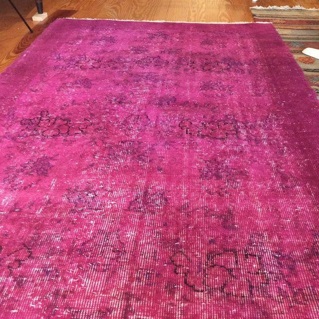 Vintage Over-Dyed Turkish Area Rug in Magenta 4′ × 6′6″ | touchGOODS