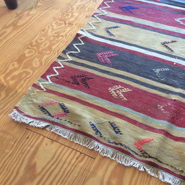 Vintage Turkish Striped Kilim Runner 3′4″ × 5′4″ | touchGOODS