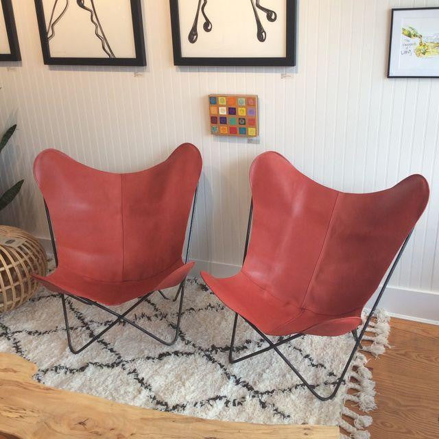 Mid-Century Red Leather Butterfly Chair | touchGOODS