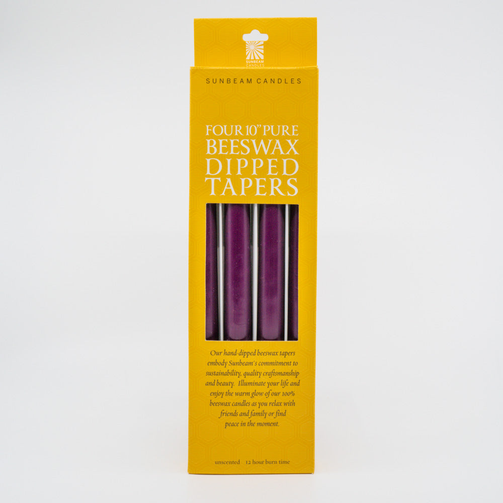 Beeswax 10" Dipped Tapers ~ Royal Purple - touchGOODS