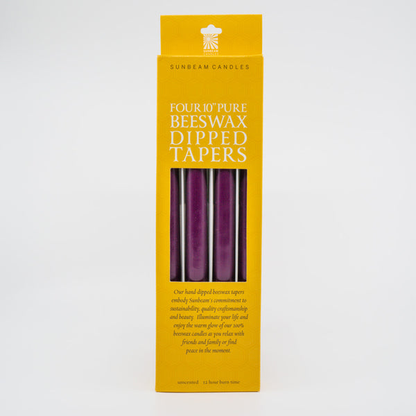 Beeswax 10" Dipped Tapers ~ Royal Purple - touchGOODS