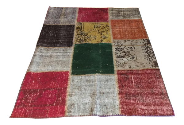 Vintage Turkish Over-Dyed Patchwork Area Rug 71ʺ × 48ʺ | touchGOODS