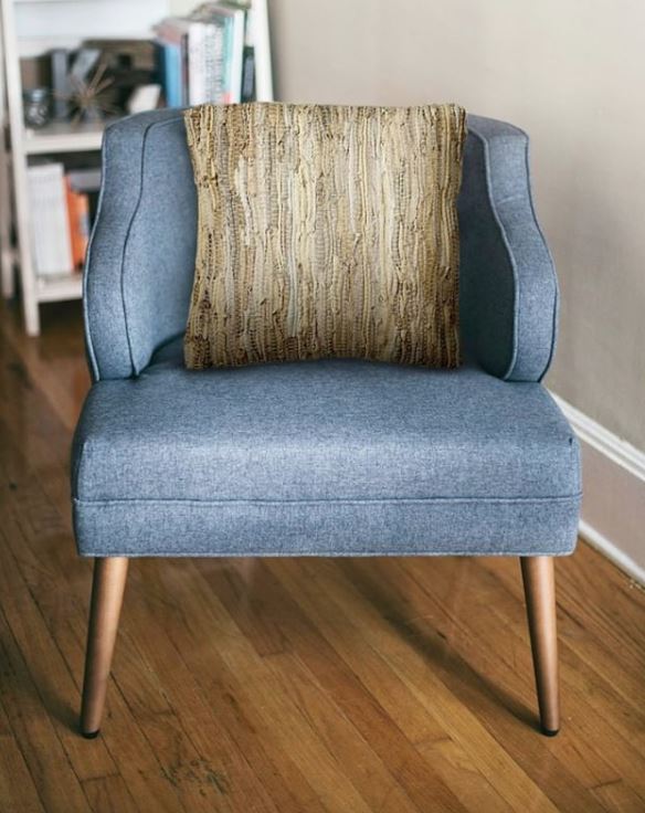 Beige Woven Leather Chindi Pillow | touchGOODS