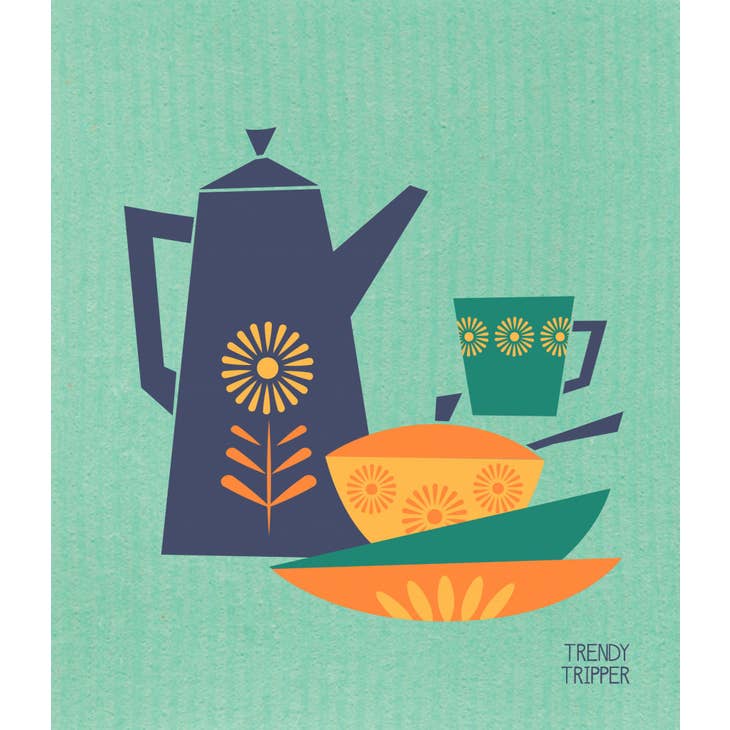 Swedish Dish Cloth Coffee Clutch On Green - touchGOODS