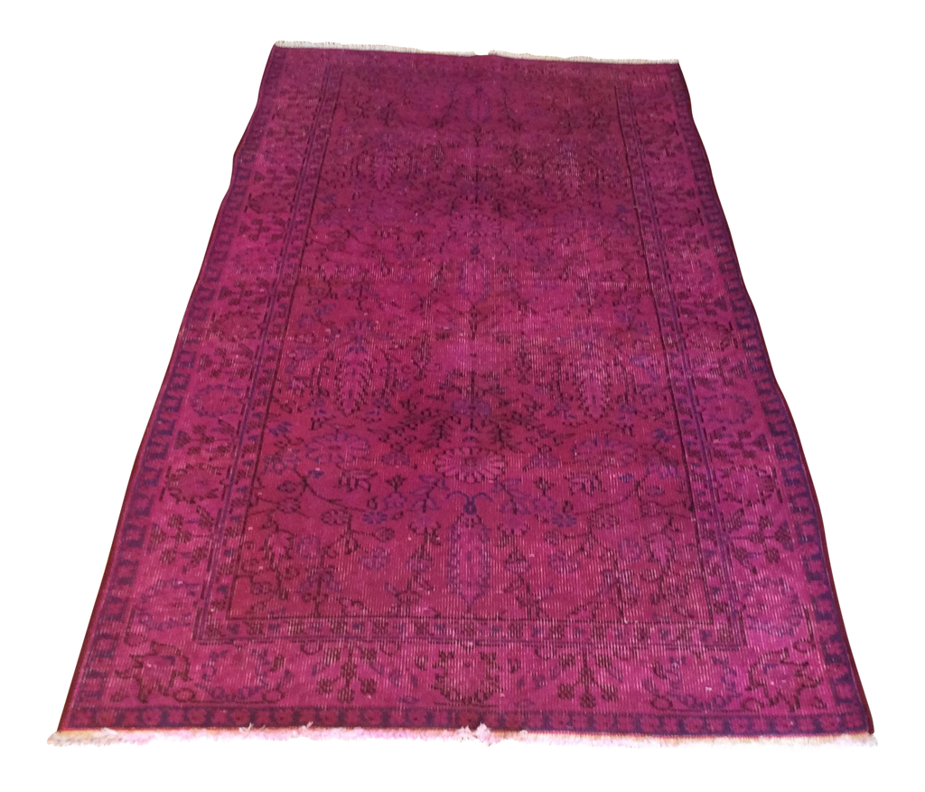 Vintage Over-Dyed Turkish Area Rug in Magenta 3′2″ × 6′4″ | touchGOODS