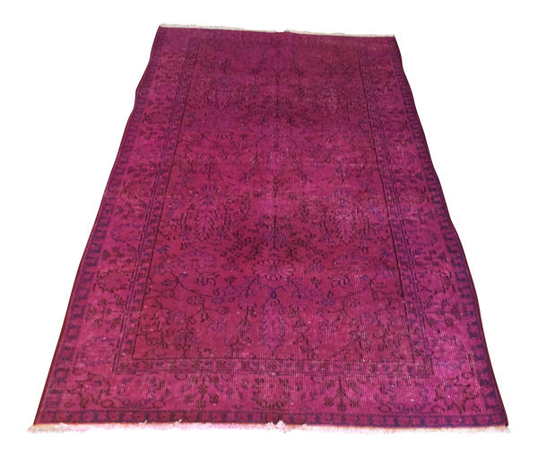 Vintage Over-Dyed Turkish Area Rug in Magenta 3′2″ × 6′4″ | touchGOODS