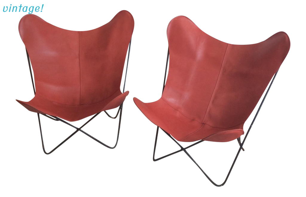 Mid-Century Red Leather Butterfly Chair | touchGOODS