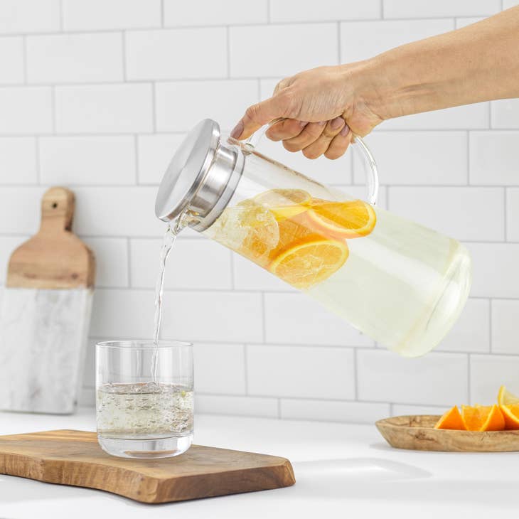 Breeze Glass Drink Water Pitcher with Stainless Steel Lid - touchGOODS