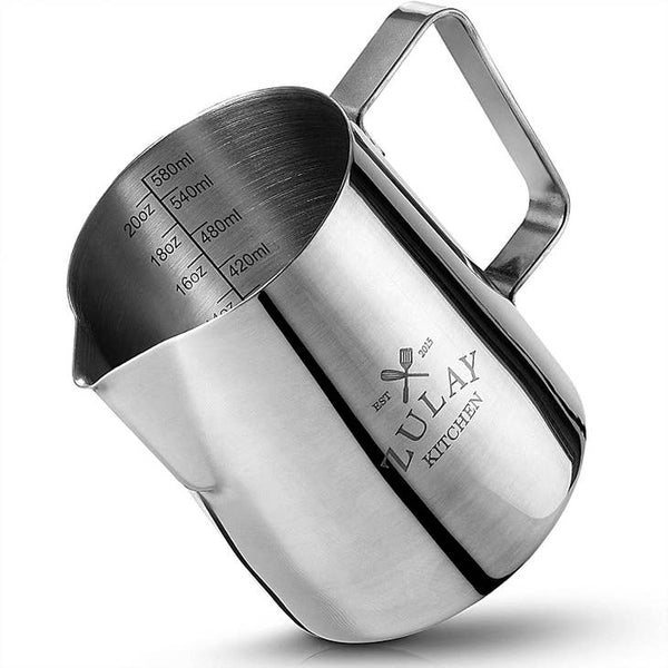 Stainless Steel Frothing Pitcher with Measurements  20oz - touchGOODS