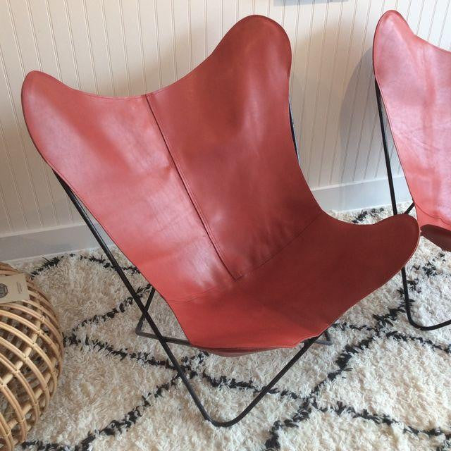 Mid-Century Red Leather Butterfly Chair | touchGOODS