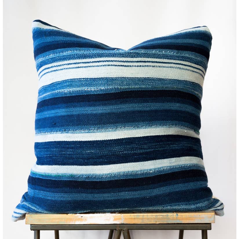 Speke Striped Indigo Pillow - touchGOODS