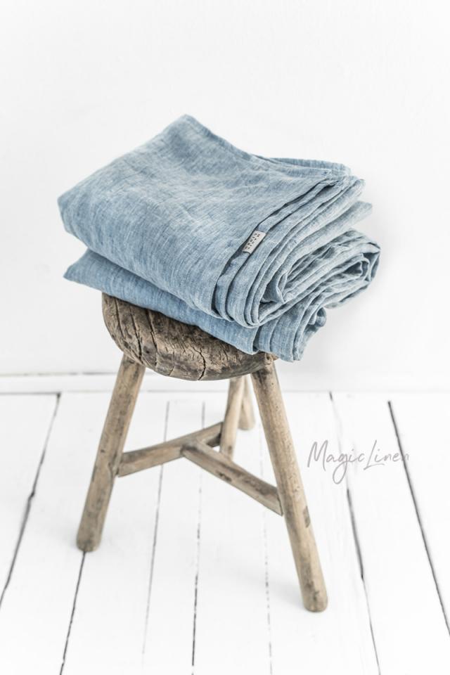 BLUE MELANGE LINEN SHEET SET (4 PCS) - touchGOODS