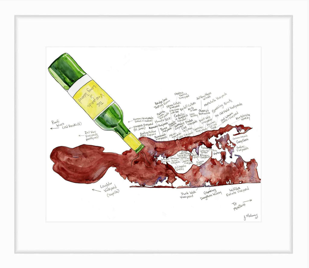Vineyards of Long Island Watercolor Prints by Jackie Maloney "Merlot" Version - touchGOODS