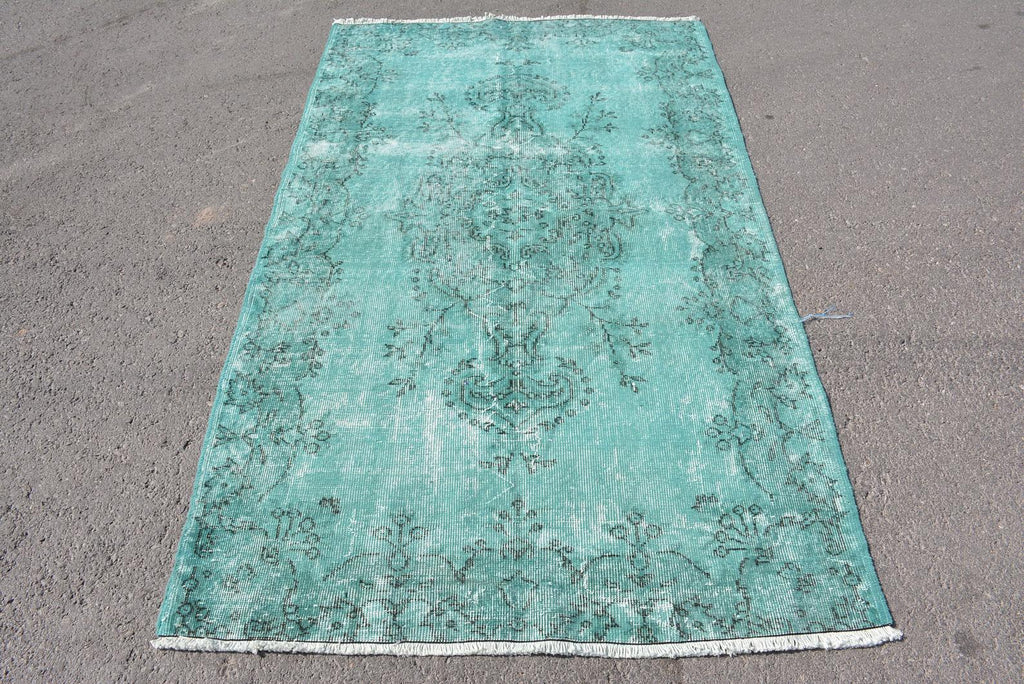 Aqua Blue Over-Dyed Vintage Rug 4' x 7' - touchGOODS