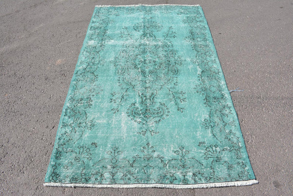 Aqua Blue Over-Dyed Vintage Rug 4' x 7' - touchGOODS