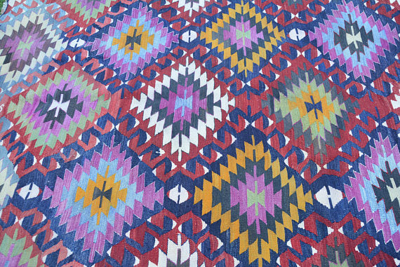 Vintage Handmade Turkish Kilim Area Rug 84" x 62" | touchGOODS