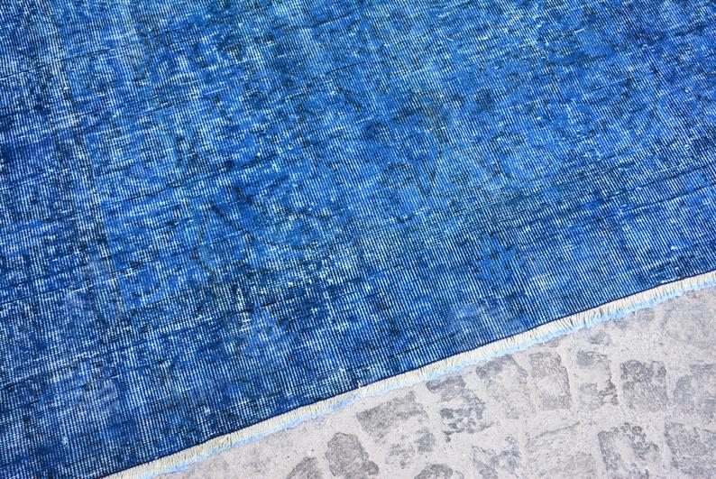 Distressed Blue Over-dyed Vintage Rug 9' x 5'7" | touchGOODS