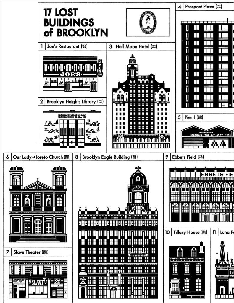 Brooklyn Lost Buildings 17x22" Art Print by Raymond Biesinger | touchGOODS