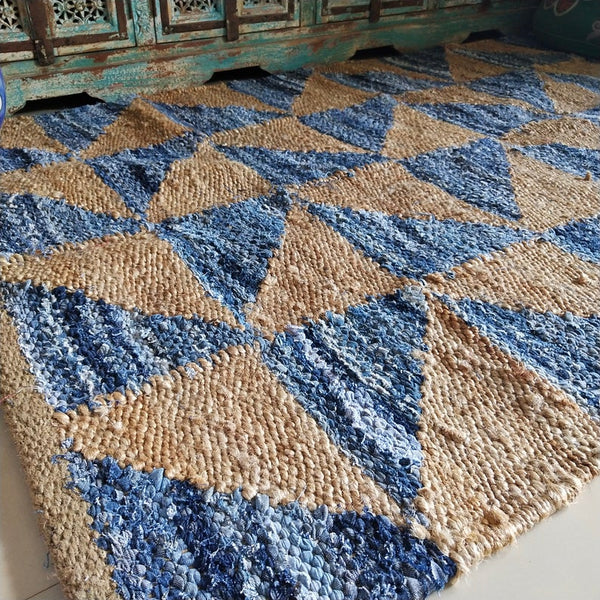 Denim & Jute Rag Rug 4 x 6 - touchGOODS