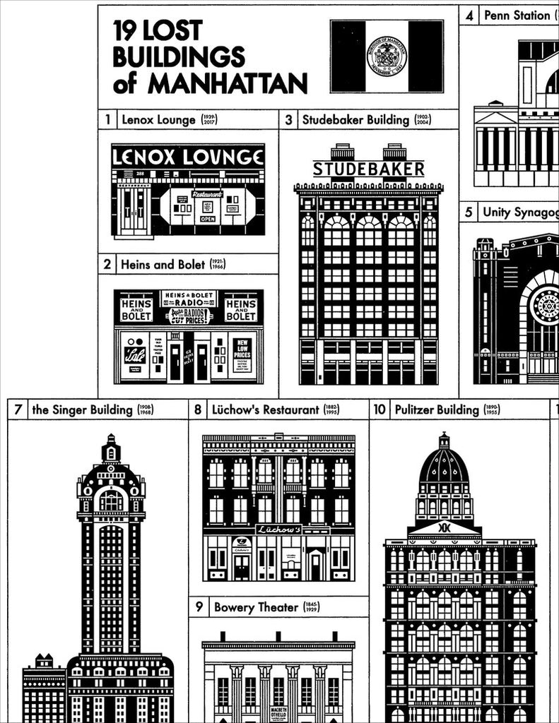 Manhattan Lost Buildings 17x22" Art Print by Raymond Biesinger | touchGOODS