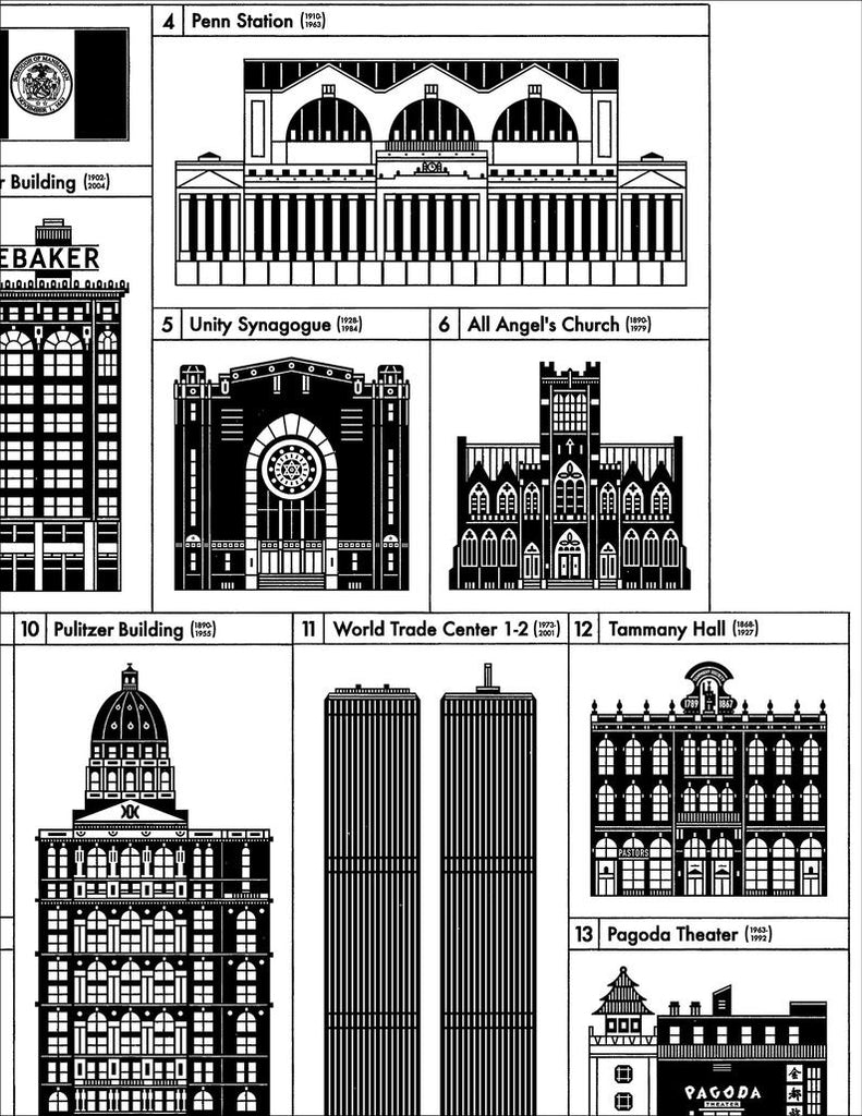 Manhattan Lost Buildings 17x22" Art Print by Raymond Biesinger | touchGOODS