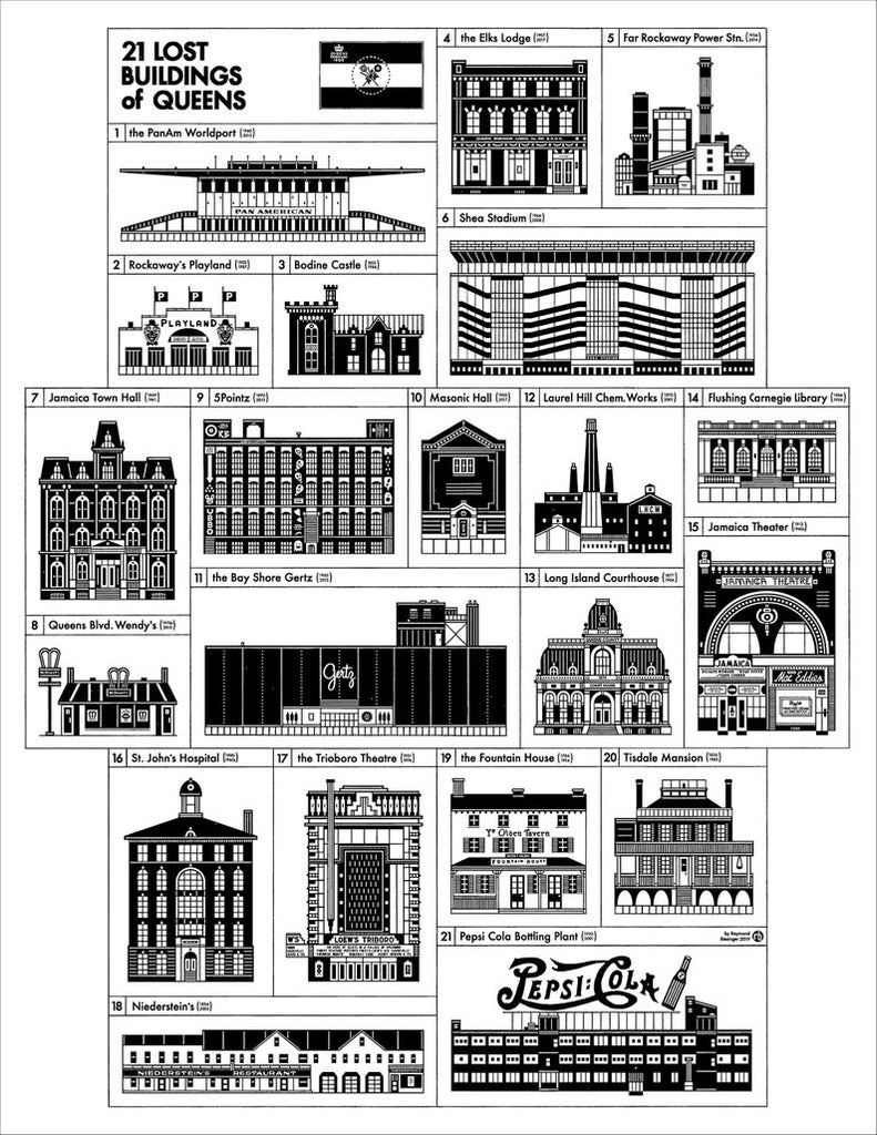 Queens Lost Buildings 17x22" Art Print by Raymond Biesinger | touchGOODS