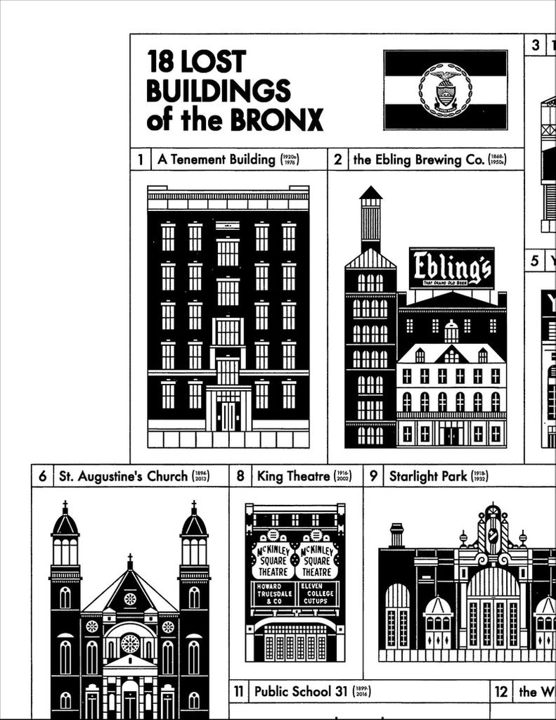 The Bronx Lost Buildings 17x22" Art Print by Raymond Biesinger | touchGOODS